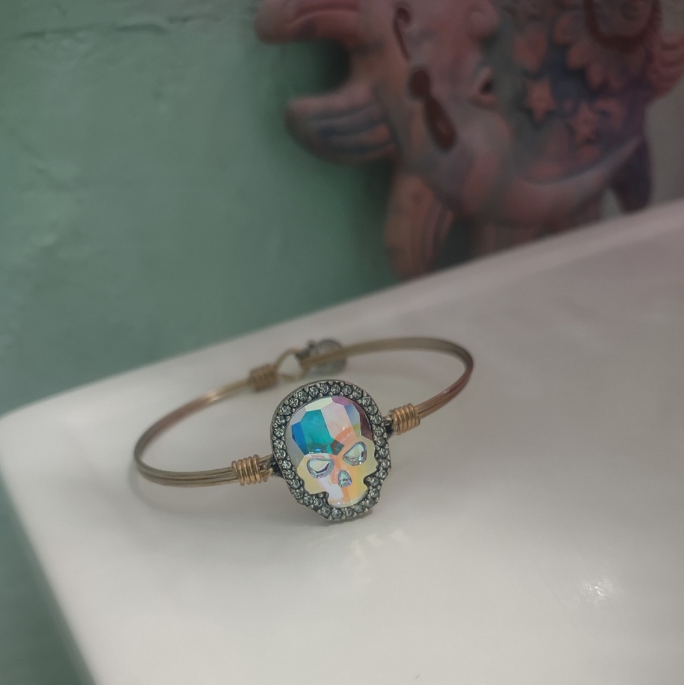 Luca + Danni Crystal Skull Bangle Bracelet